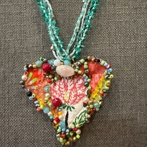 Handmade artisan heart necklace